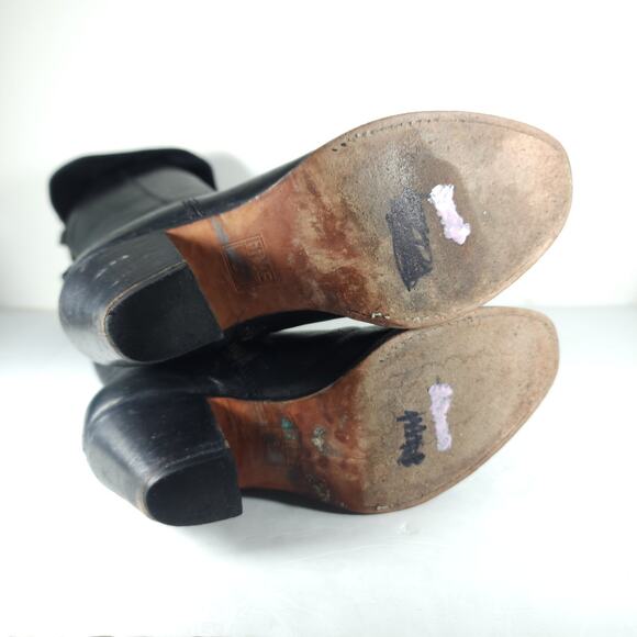 Frye Women's Jane US6,5B Black Leather Fold Over Pull On Knee High Riding Boots - Picture 9 of 16